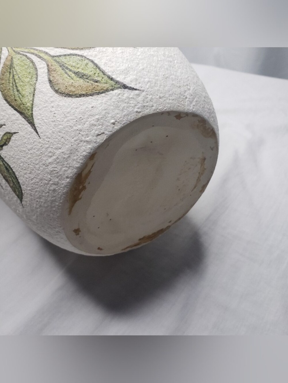 Vintage MCM Ceramic Vase Hand Painted Botanical Poppies Lava Finish 13.5 In Tall - Picture 6 of 6